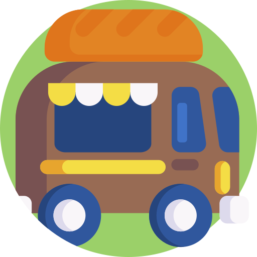 camión de panadería Detailed Flat Circular Flat icono