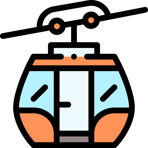 Cable car cabin Detailed Rounded Lineal color icon