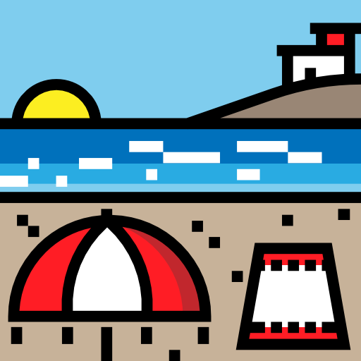Beach Detailed Straight Lineal color icon