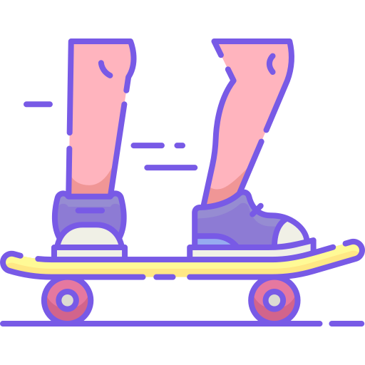 skateboard Flaticons Lineal Color icona