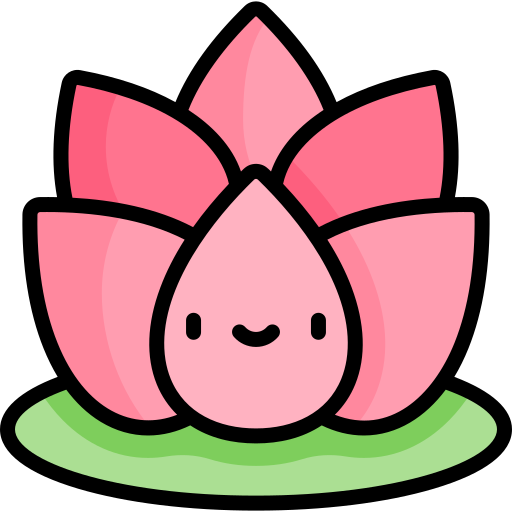 fiore di loto Kawaii Lineal color icona
