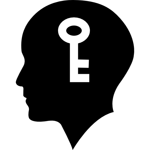 Bald head with a key inside  icon