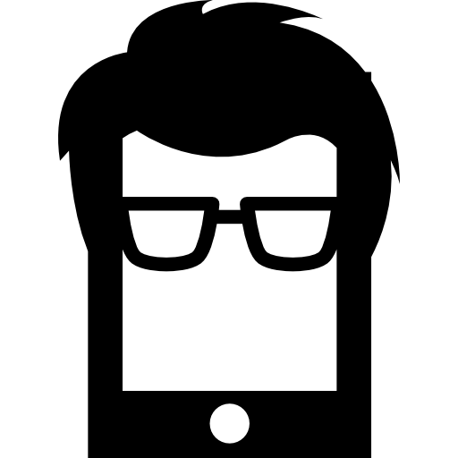 celular com cabelo masculino e óculos  Ícone