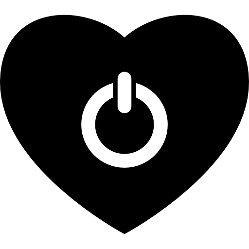 przycisk zasilania w kształcie serca  ikona