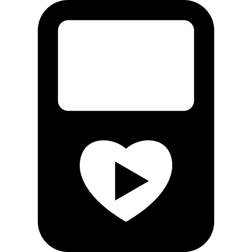 ipod con botón de corazón  icono