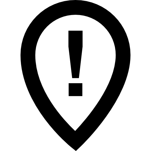 Place pointer with warning sign of exclamation  icon