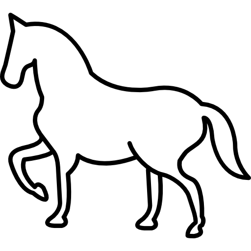 profilo del cavallo che cammina con una zampa frontale sollevata  icona