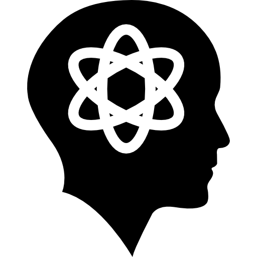 Bald head with science symbol  icon