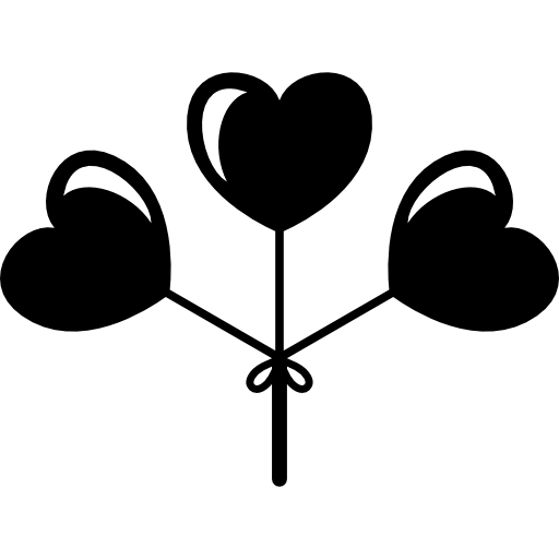 balões de três corações amarrados  Ícone