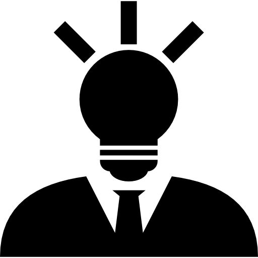 kreativer mann mit glühbirnenkopf  icon