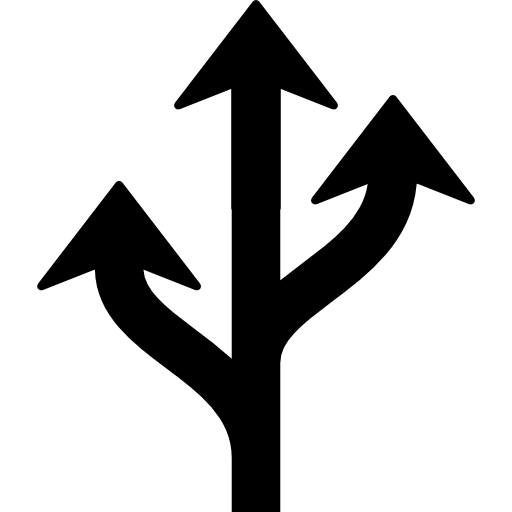 Triple arrow merging to one  icon