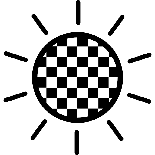 Sun outline with checkered circle  icon
