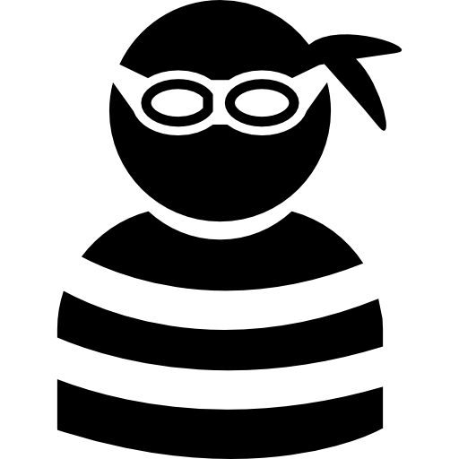 Criminal wearing eye piece and striped top Pictograms Fill icon