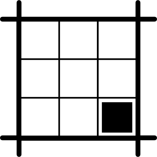 Square layout with black square on southeast area  icon
