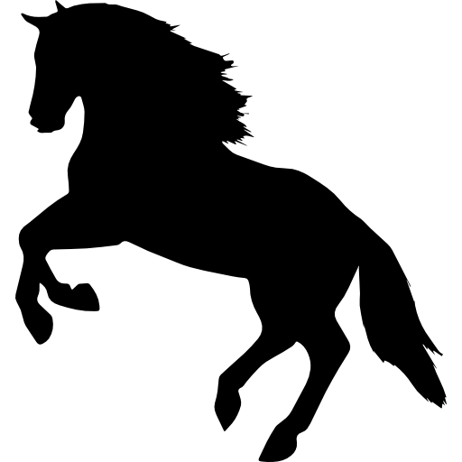 springende pferdesilhouette mit blick auf die linke seitenansicht  icon