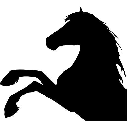 Лошадь поднимая ноги вид сбоку силуэт часть головы  иконка