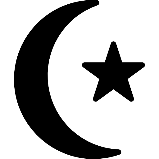Star and crescent silhouette symbol  icon