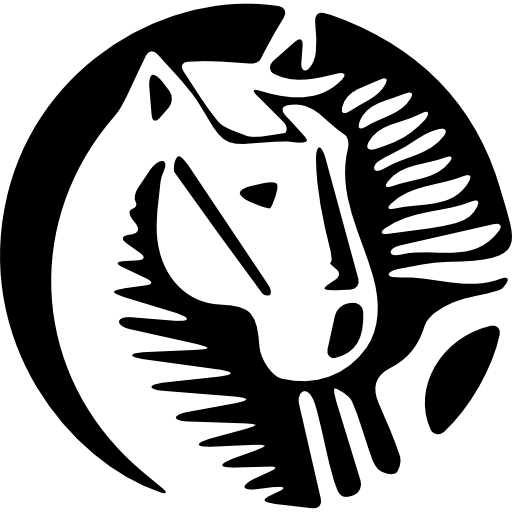dibujo de dibujos animados de caballos en una silueta de círculo  icono