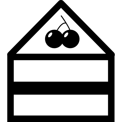 rebanada de pastel con cerezas encima  icono