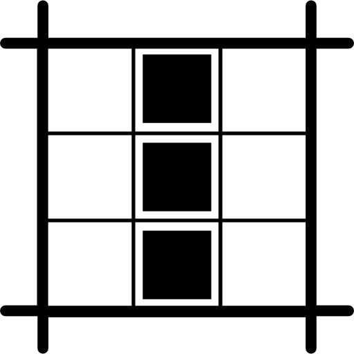 vierkante lay-out met drie zwarte dozen  icoon