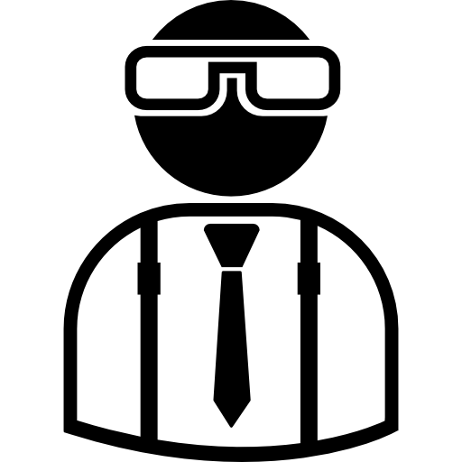 courtier portant des lunettes, un costume et une cravate Pictograms Fill Icône