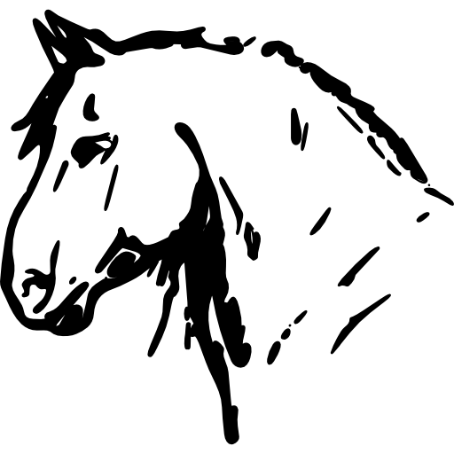 dibujo de cabeza de caballo mirando hacia la izquierda  icono