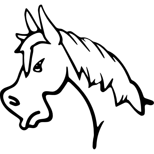 contour de vue de côté de visage de cheval en colère  Icône