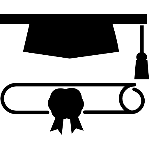 Graduation hat with diploma  icon