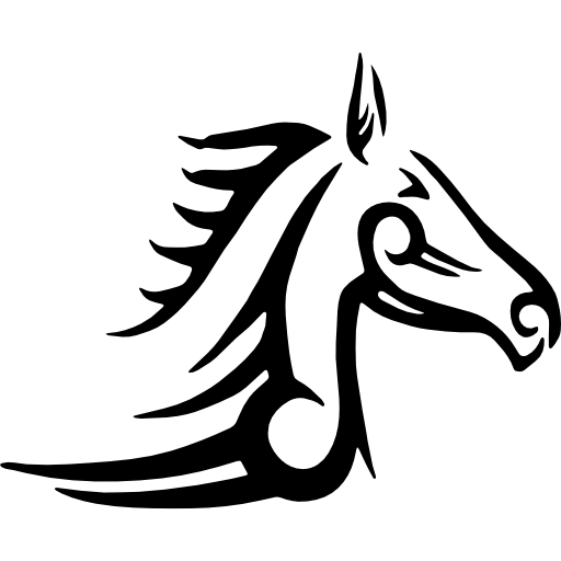 wariant sztuki tatuażu konia, widok z boku po prawej stronie  ikona