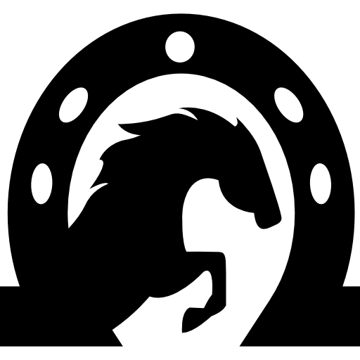 cabeza de caballo dentro de una herradura  icono