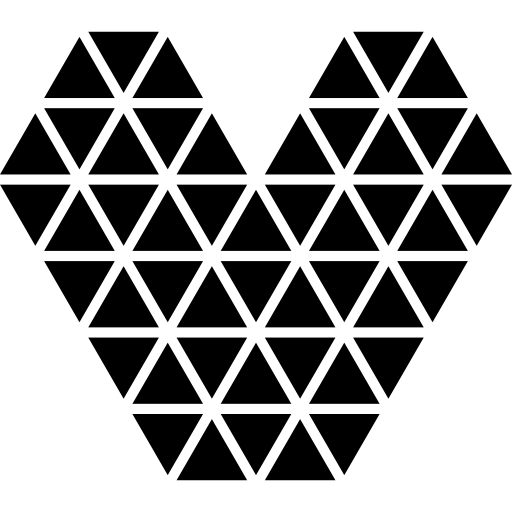 Heart made of small triangular shapes  icon