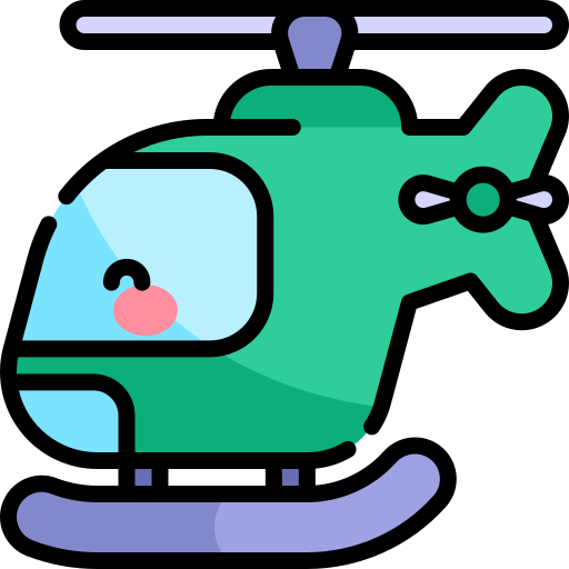 hélicoptère Kawaii Lineal color Icône
