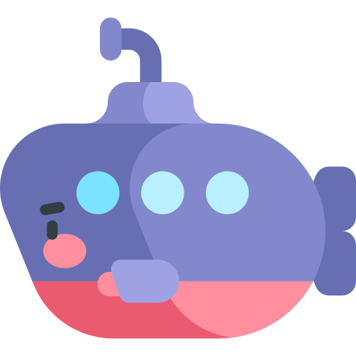 onderzeeër Kawaii Flat icoon
