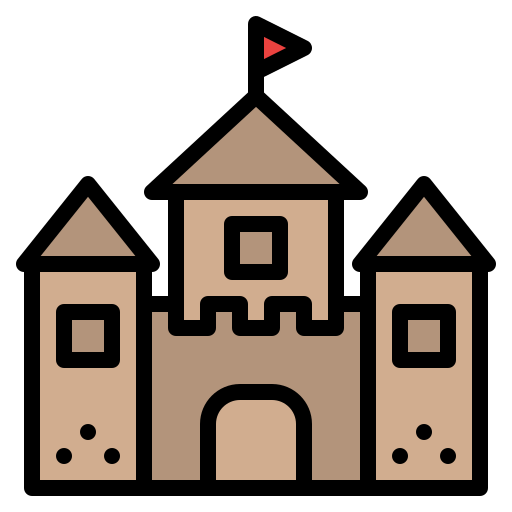 castillo de arena Iconixar Lineal Color icono