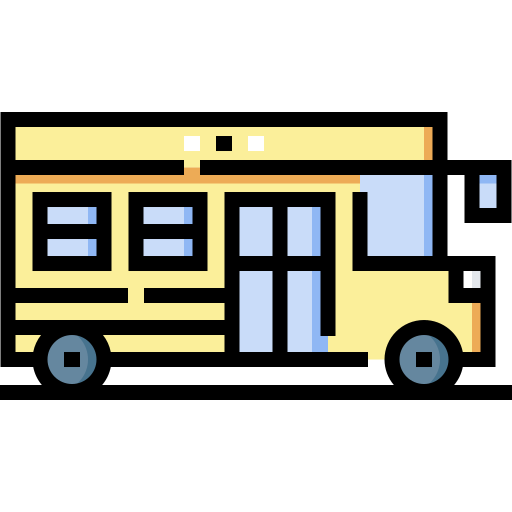학교 버스 Detailed Straight Lineal color icon