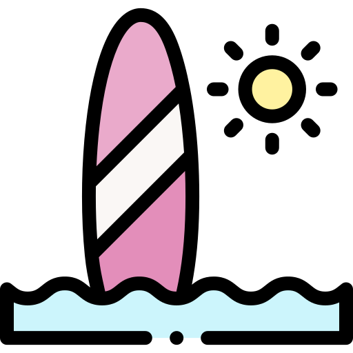 서핑 보드 Detailed Rounded Lineal color icon