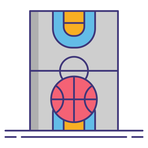 Basketball field Flaticons Lineal Color icon
