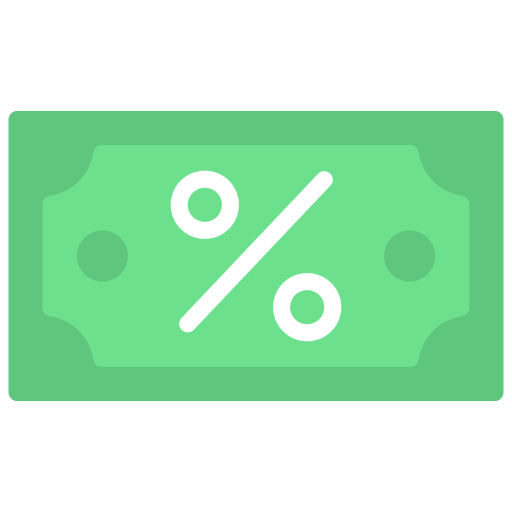 Interest rate Juicy Fish Flat icon