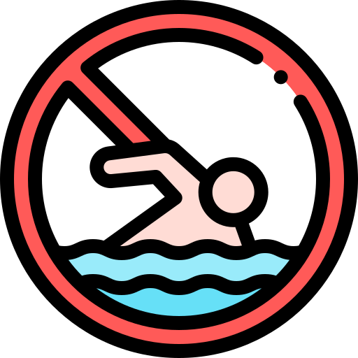 No swimming Detailed Rounded Lineal color icon