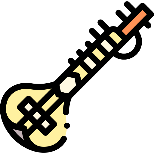 sitar Detailed Rounded Lineal color icono