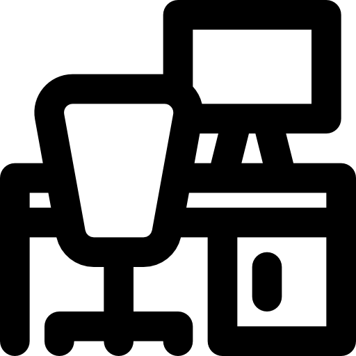 scrivania Basic Black Outline icona