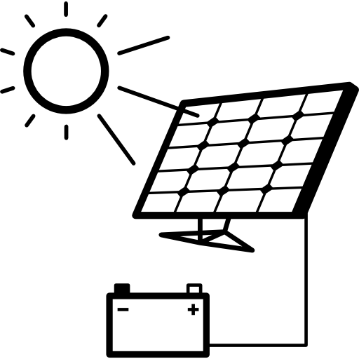 Ładowanie baterii za pomocą panelu słonecznego  ikona
