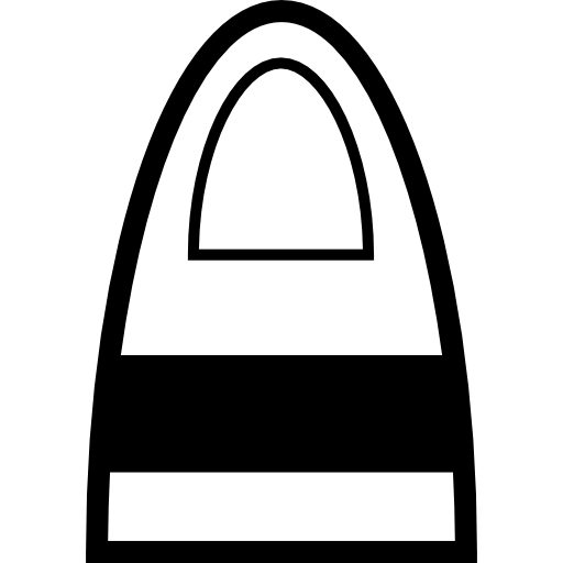 Shopping bag with a stripe and female shape design  icon