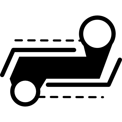 Electronic circuit print of different lines between two circles  icon