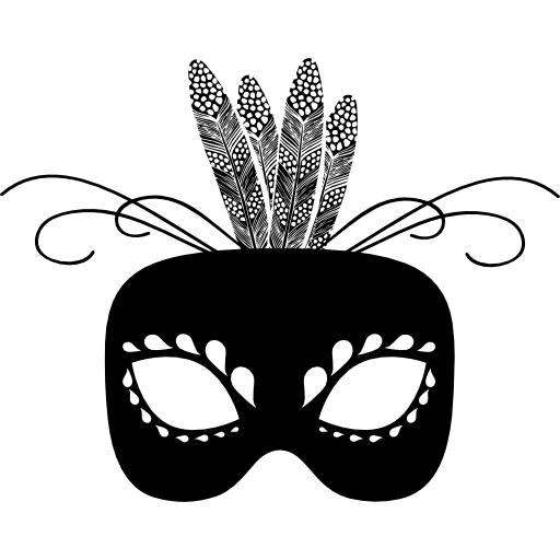 Carnival mask with feathers ornament  icon