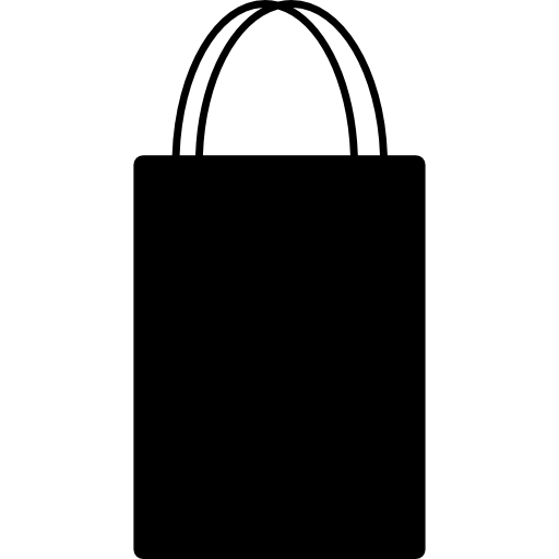 두 개의 얇은 손잡이가있는 직사각형의 긴 검은 색 쇼핑백  icon