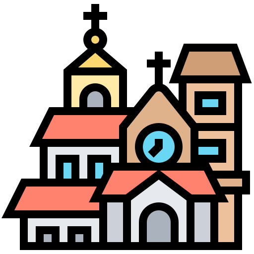 iglesia de los santos simon y helena Meticulous Lineal Color icono