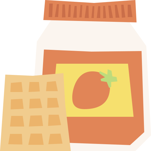 mermelada de fresa Cartoon Flat icono
