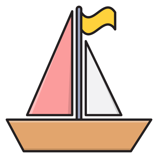 Sailboat Vector Stall Lineal Color icon