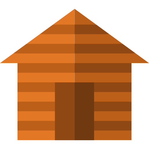 houten huis Basic Straight Flat icoon